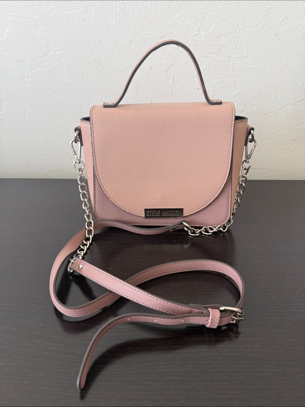 Steve Madden Pink Top-Handle Crossbody with Chain Strap